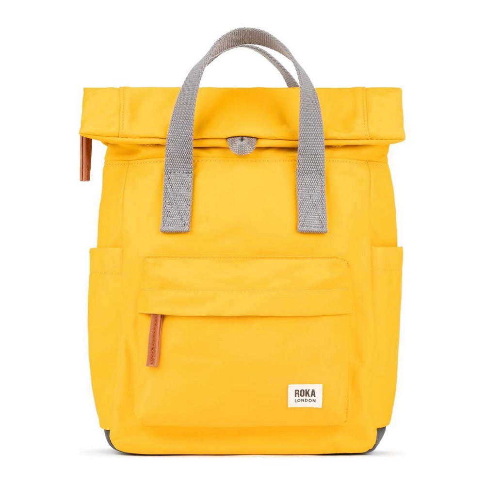 Roka Canfield B Recycled Nylon Small Weather Resistant Backpack Bag Saffron