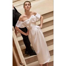 NWT. $2590 Carolina Herrera Bow Front Off Shoulder Wedding Bridal Dress 12 