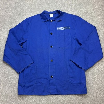 Französische Jacke Erwachsene mittelblau Vintage Canvas Arbeitskleidung Milit...