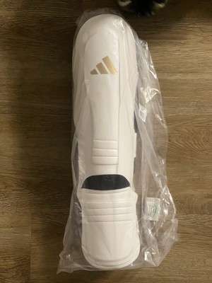adidas  Schienbeinschoner  |Speed Thai Shin-n-Step Kickboxen MMA Weiß Gold Boxen