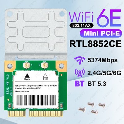 Mini PCI E RTL8852CE WiFi6E Card BT5.3 5374Mbps Tri Band Laptop Wireless Adapter