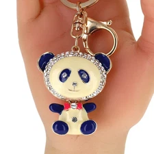 Multi-Color Enamel Rhinestone 3D  Teddy Bear Fashion Key Chain/Bag Charm