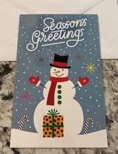 Season's Greetings Snowman Holiday Season 5”x7.75" Stockwell Greeting Card