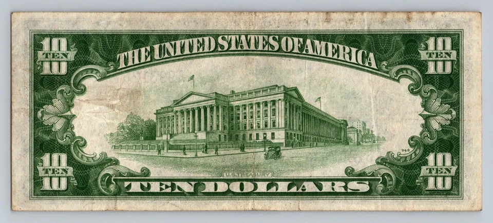 1934 10 Dollar NORTH AFRICA Silver Certificate Yellow Seal WWII Bill Series A - Image 2 of 2