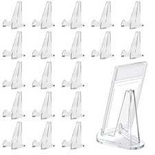 20 Pack Mini Clear Acrylic Display Stands Small Card Coin Holder Easels