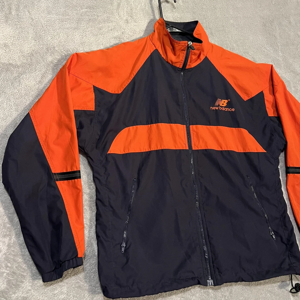 Chaqueta cortavientos New Balance vintage para hombre mediana naranja azul marino años 90 Foto 2 de 4