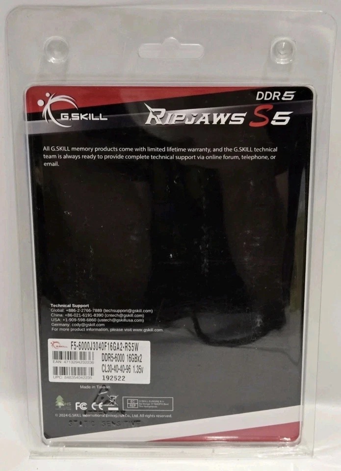 G. SKILL Ripjaws S5 Series 32GB (2 x 16GB) PC RAM DDR5 6000 Mhz CL30 Intel XMP - Image 2 of 4