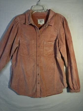 American Eagle Shirt Womens Medium Pink Corduroy Long Sleeve Button Front Pocket