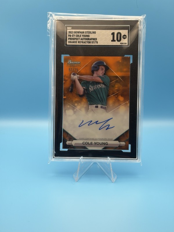 2023 Bowman Sterling Cole Young Orange Refractor Auto /75 Mariners #PA-CY Sgc 10