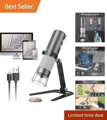 Versatile 4K Wi-Fi Digital Microscope Camera: Compatible with iPhone & Android