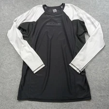 Sanabul Shirt Mens Large Black Gray Long Sleeve Rash Guard Compression MMA