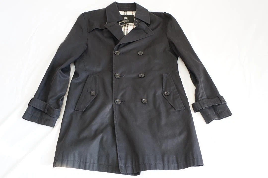 Burberry Trench Cappotto Nero Fodera a Quadri Uomo #EE AFA