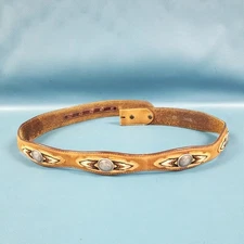 Tony Lama Floral Studded Embroidered Leather Belt No Buckle Sz 32