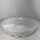 Vintage Westmoreland Milk Glass Panel Grape Pattern Round 9" Relish Divided Dish