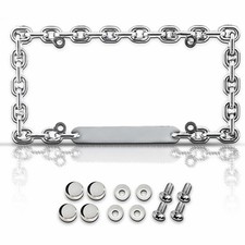 Chrome Chain License Plate Frame With Screws Silver Chrome Chain License Plate Frame With Screws Silver
