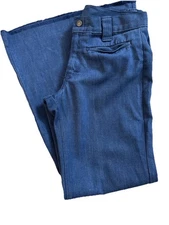 Rare, H.I.S. Vintg, Bell Bottom, Hip Hugger, Talon Zip , Dk Blue, Waist: 31” L31