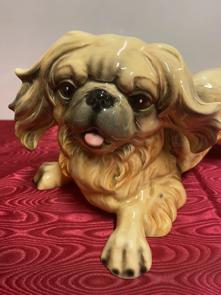 Figurine de collection en porcelaine Goebel Germany Chien Pékinois 31 cm TBE - Photo 2/4
