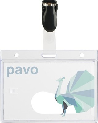 25 pavo Namensschild, mit Clip, 60 x 90 mm, transparent