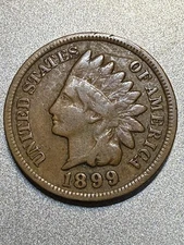 1899 Indian Head Cent Coin Penny Historic Value Currency Collection Wreath Money