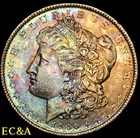 1886 MORGAN SILVER DOLLAR GEM BU BEAUTIFUL RAINBOWS (M216)