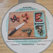 NEW Sealed Tidy Board Cutting Storage Tool Wooden, Containers Meal Prep 