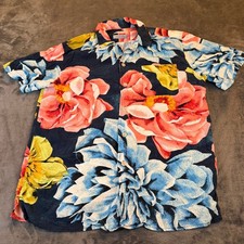 Goodfellow  Co Short Sleeve Button Up Floral Shirt Blue Pink Yellow Mens Medium