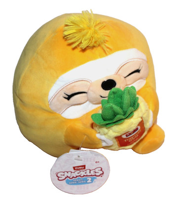 New ZURU Plush Snackles 8'' Yellow SANDY SLOTH w/ Dole Pineapple Series 2 NWT