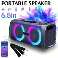 7500W Dual 6.5in Portable Bluetooth Speaker Heavy Bass Party with Carrying Strap