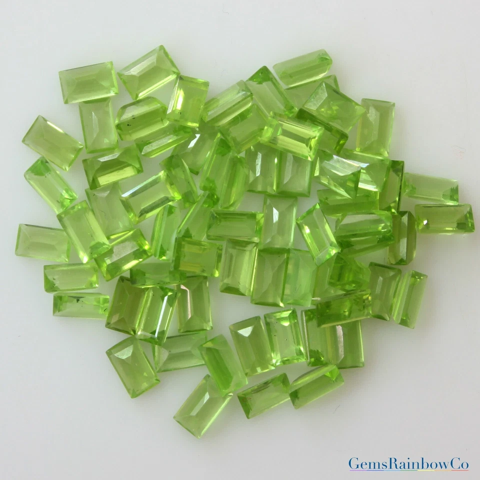 Piedras preciosas sueltas facetadas corte baguette peridoto natural 5x3 mm y 6x3 mm calidad AA Foto 4 de 4