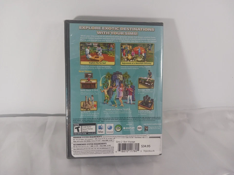 Sims 2: Bon Voyage (Apple, 2007) Mac Computer Game Story Simulator New - Image 2 of 4