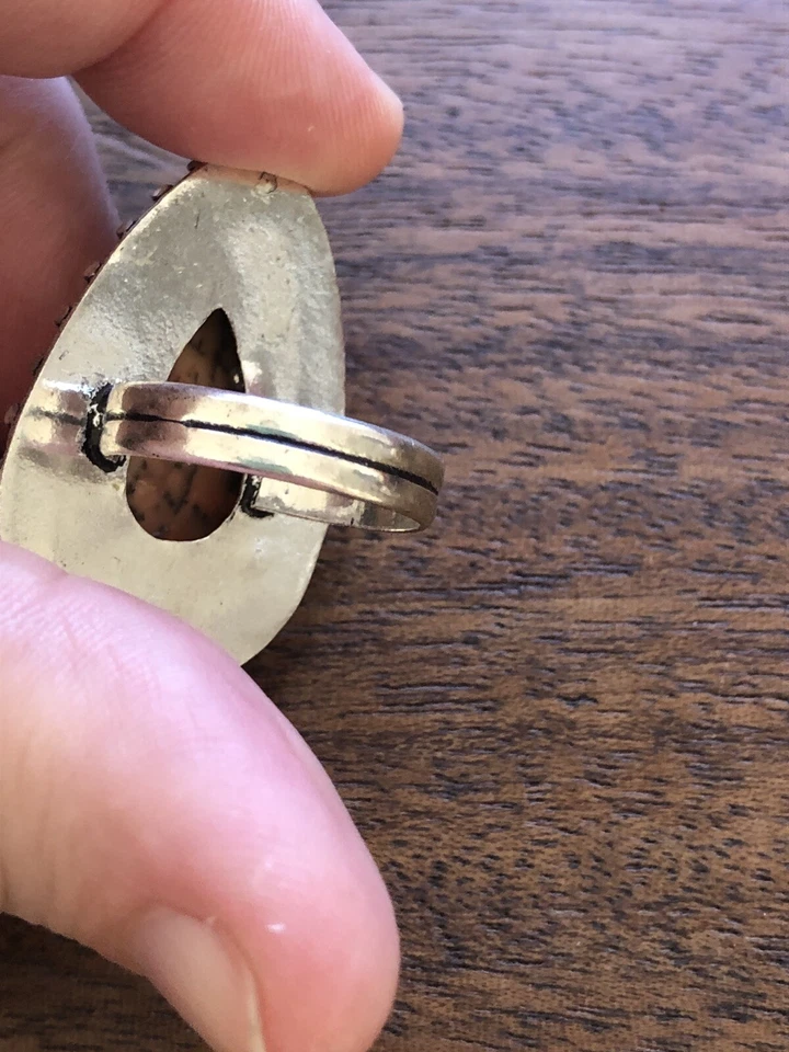 Винтажное мужское огромное кольцо из чистого серебра с красной яшмой размер 8 - Изображение 4 из 4