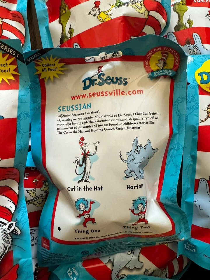 3ct NUEVO DR. SEUSS Peluche Clip-On Sorpresa SERIE 1 Misterioso Bolsas Ciegas Coleccionables Foto 2 de 2