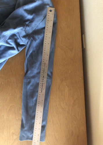 NWT White House Black Market Soft Slate Blue Suede Open Draped Jacket Size XS - Picture 6 of 10