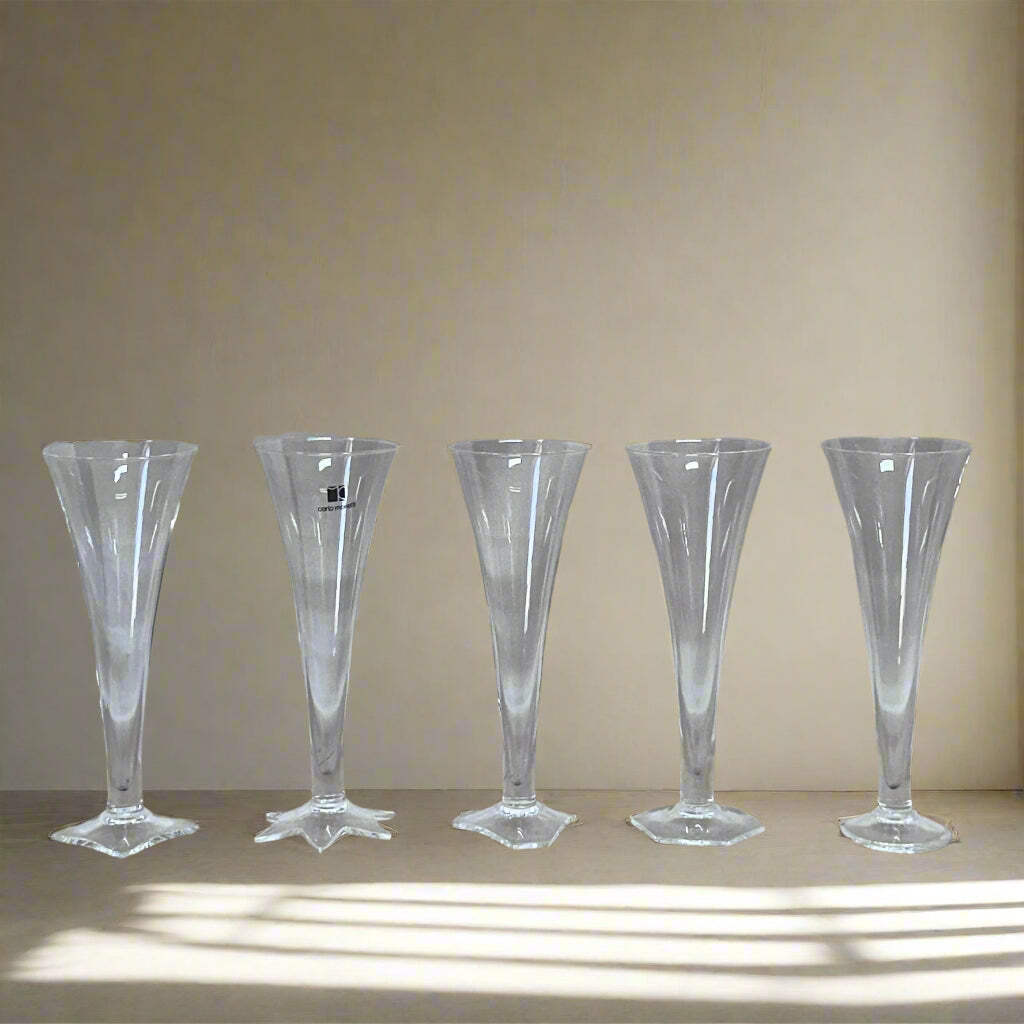Carlo Moretti Murano Champagne Flutes Clear Glass Set of 5 | eBay