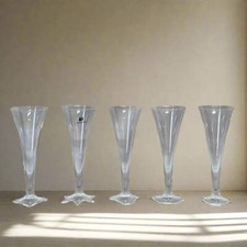 Carlo Moretti Murano Champagne Flutes Clear Glass Set of 5