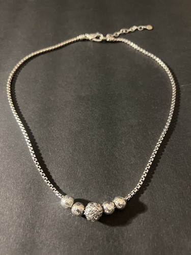 JAI by John Hardy Sterling Silver Textured Beaded Chain Necklace 18-20" Adjust.