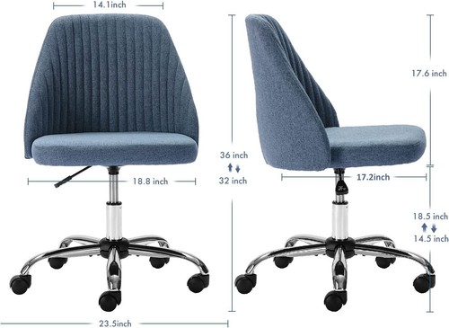 Vanity Chair Home Office Desk Chair Swivel Task Chair Adjustable Rolling Chair - Picture 8 of 49