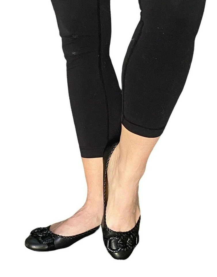 ZAPATOS PLANOS ISABELLA FIORE HECHOS EN ITALIA CUERO NEGRO PUNTO DE LÁTIGO BALLET 8.5 Foto 3 de 4