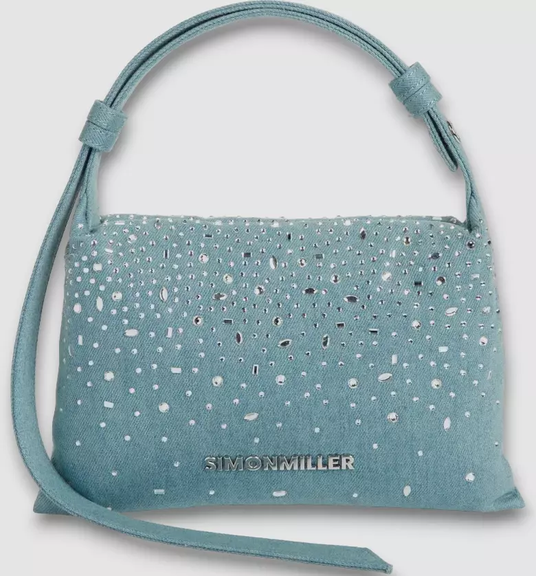377 Simon Miller Women s Blue Mini Puffin Crystal Denim Shoulder