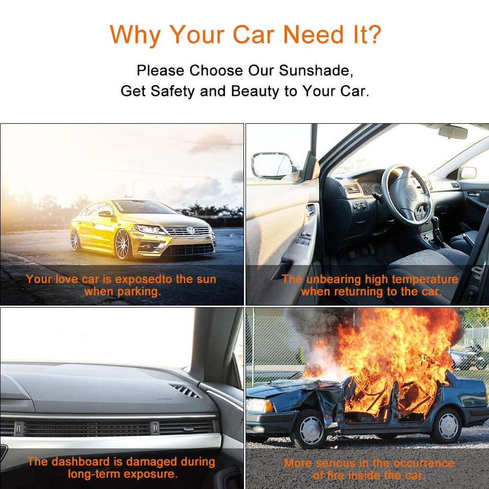 Cubierta delantera plegable reflectante para parabrisas de coche grande para Ford Mustang Foto 2 de 4