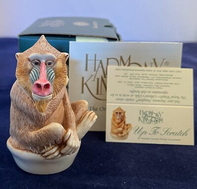 Harmony Kingdom~ Up To Scratch~ Baboon~ UK Made~ Marble Resin Box Figurine ~SGN