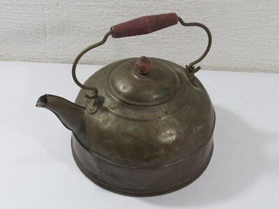 Revere Ware Vintage Copper Tea Kettle w/ Wooden Handle Tarnished Some Dents 32oz