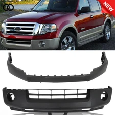 For 2007-2014 Ford Expedition Front Bumper Cover Assembly Upper+Lower Set Black