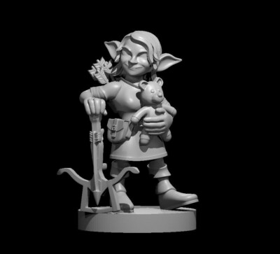 Goblin Female Rogue with Stuffed Bear 28mm Scale DND D&D Tabletop Miniature