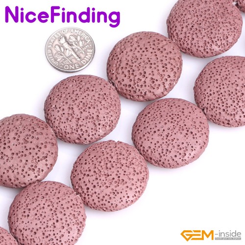Cuentas de roca de lava para monedas de 27 mm para hacer joyas cuentas sueltas piedras preciosas 15" color elegir - Imagen 44 de 53