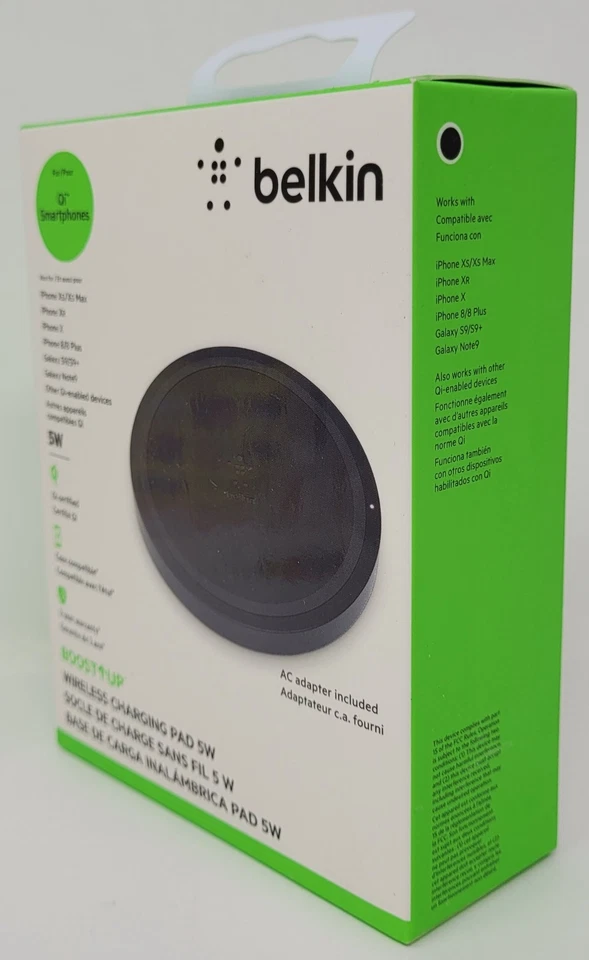 Almohadilla de carga inalámbrica con certificación Qi BOOST UP 5W para iPhone/Android, negra Foto 2 de 4