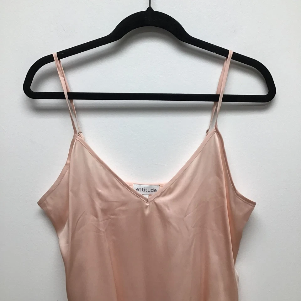 Camisola Ettitude Mujer Rosa Sin Mangas Cuello en V Correa Ajustable Satén Dormir M Foto 2 de 4