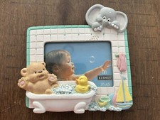 Rare Burnes Of Boston 3.5  x5  Picture Frame Baby Bath Time Bear Duck Elephant