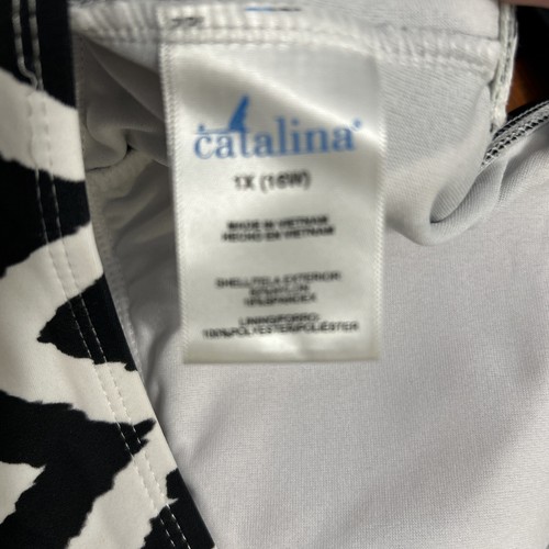 CATALINA WOMENS BLACK&WHITE SWIMSUIT TOP / XL 16 - Picture 4 of 5
