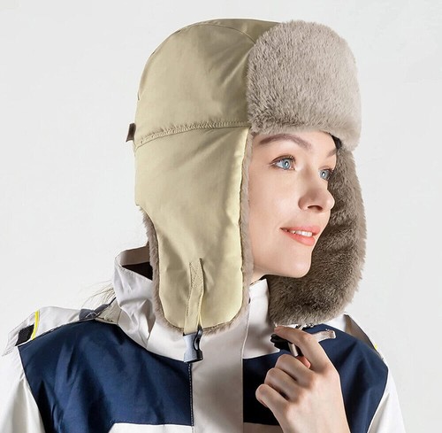 Windproof Coldproof Faux Fur Ushanka Russian Hat Winter Waterproof Ear Flaps Hat - Picture 38 of 48